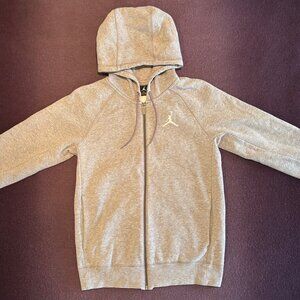 Jordan Light Gray Full-Zip Hoodie | Embroidered Jumpman Logo